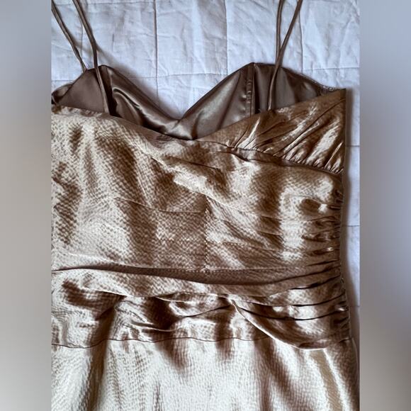 Laundry by Shelli Segal 100% Silk Gold Gathered Drop Waist Formal Maxi Dress- 4 - Picture 6 of 16